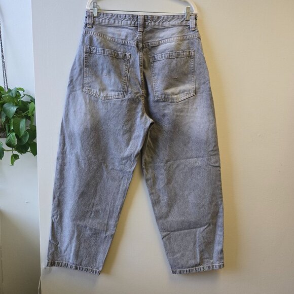 Bershka Gray High-Waist Baggy Skater Jeans For Women Size 32 - Picture 3 of 14
